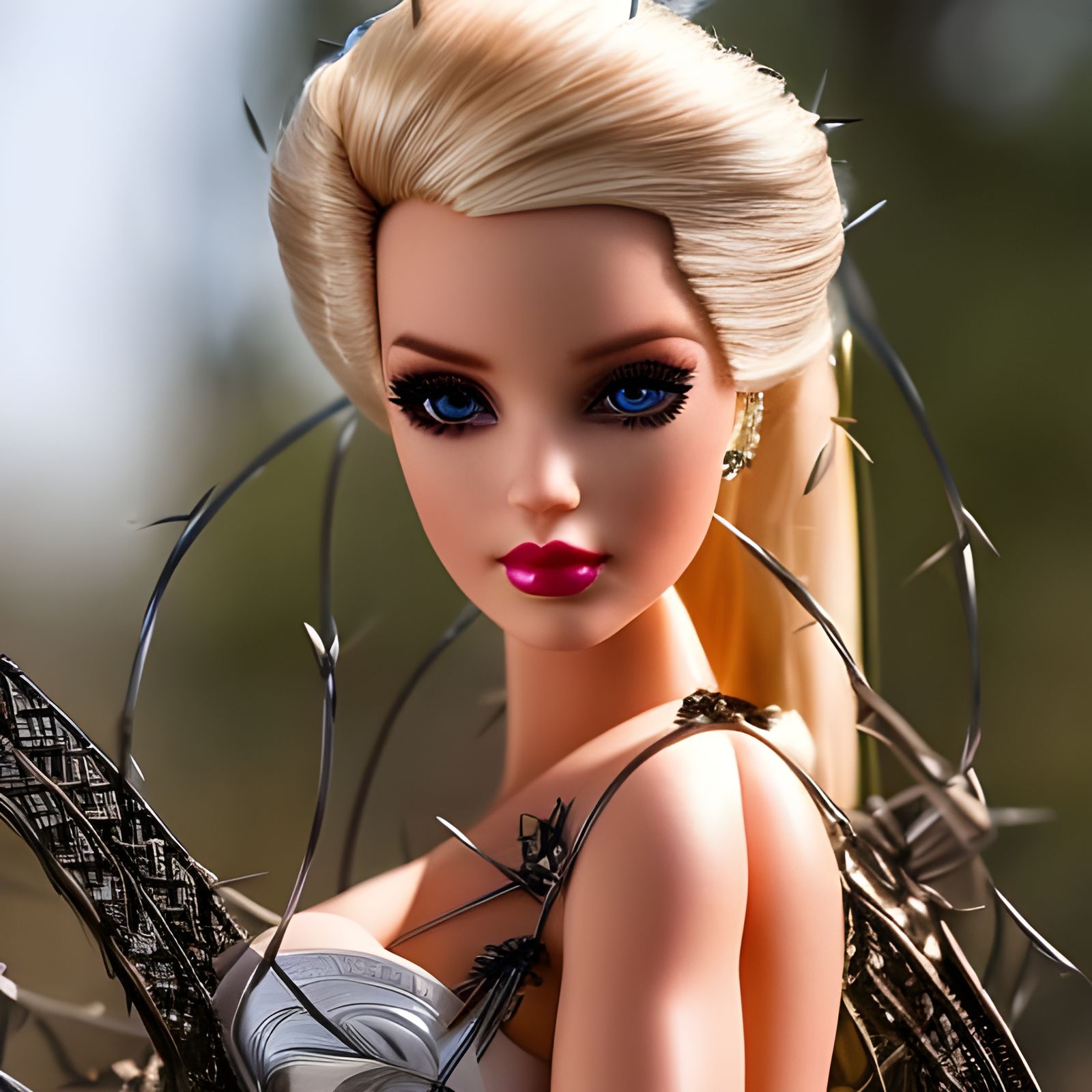 Barbie Surrounded by Barbed Wire: Detailed 8K Art