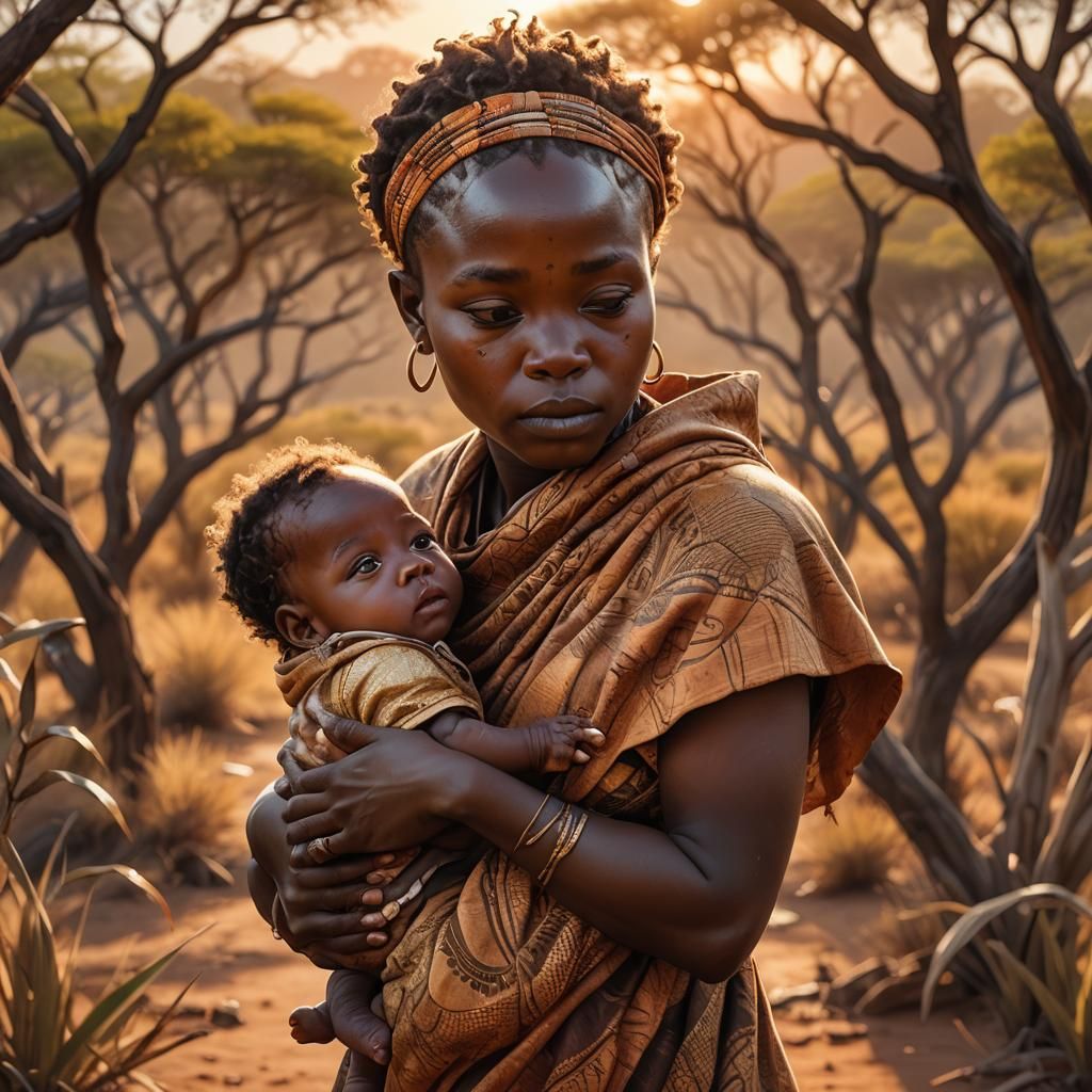 Young African Baby In Mother's Arms