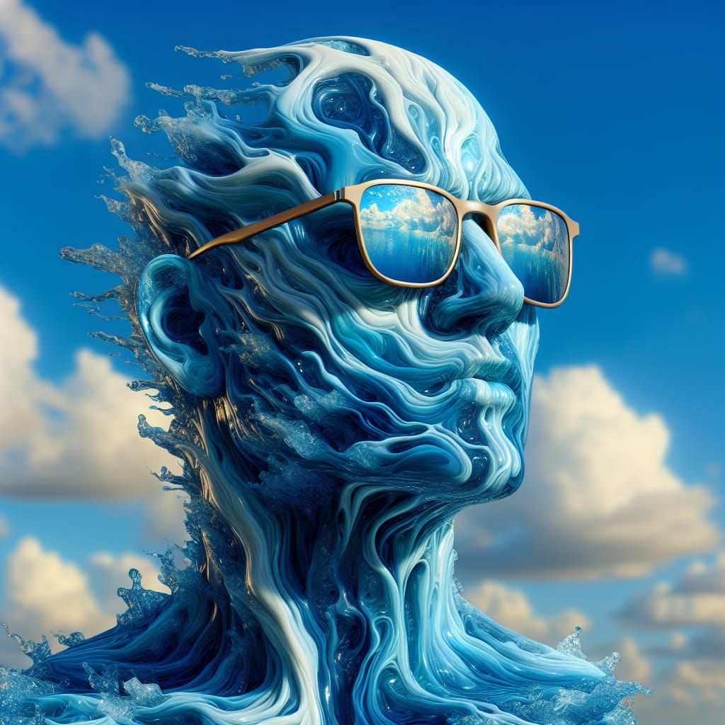 Surreal Water Figure with Liquid Plasma Skin