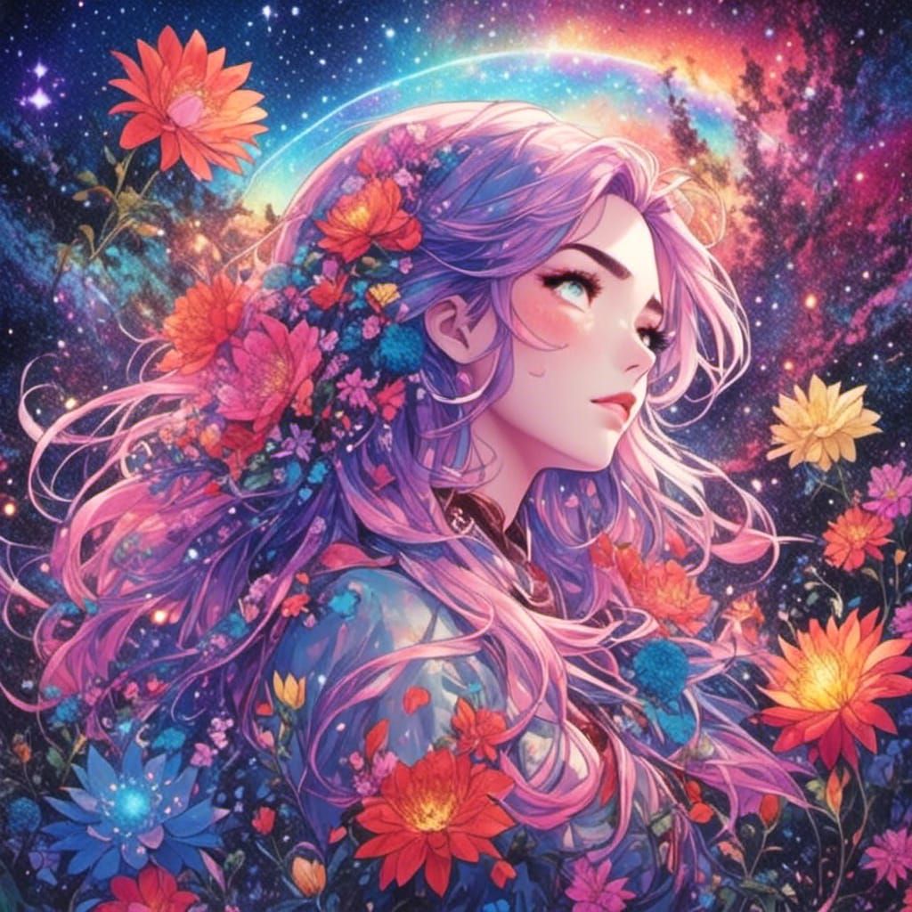 Garden of Eden: Holographic Astral Cosmic Illustration