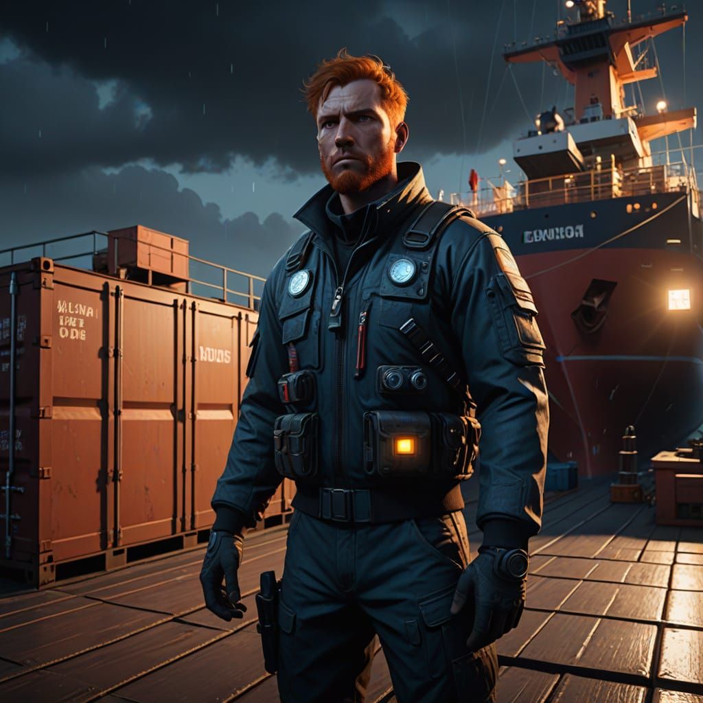 Mysterious Sailor in Midnight Blues