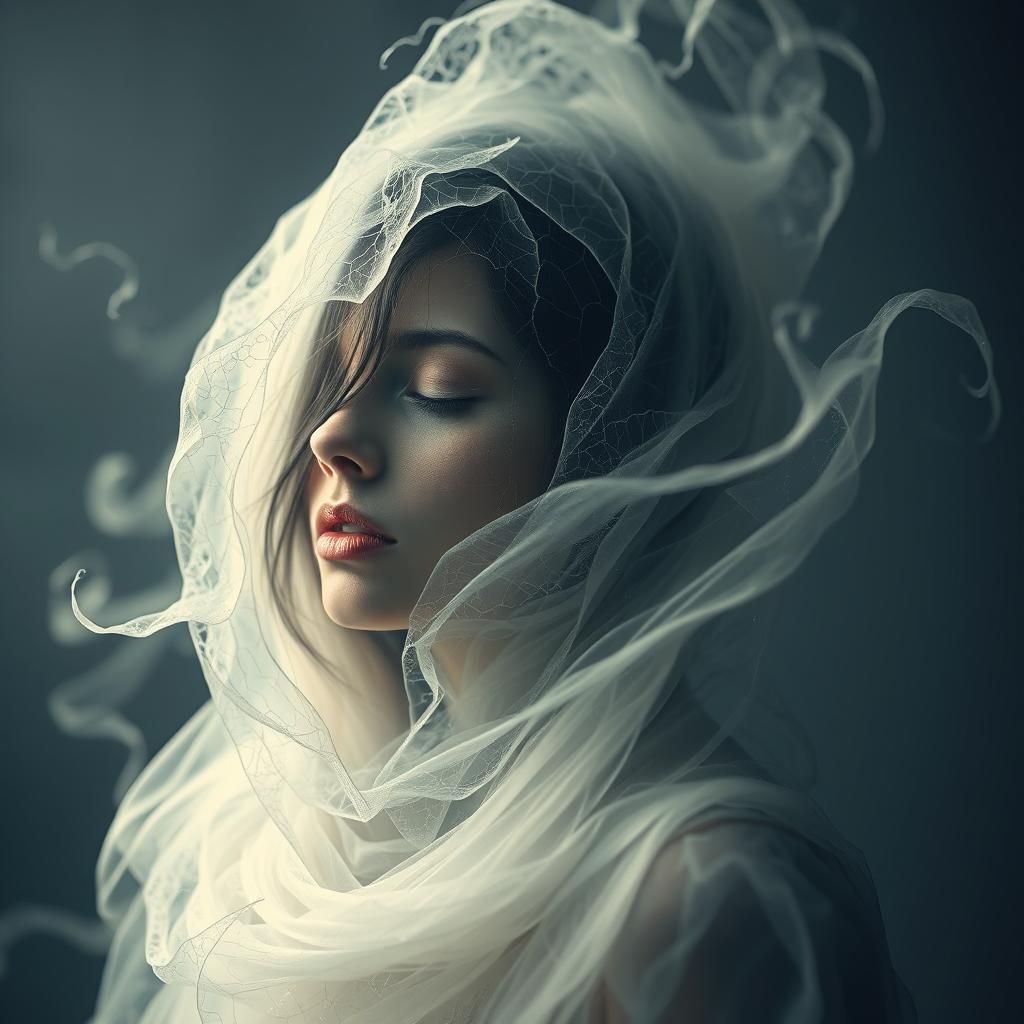 Ethereal Figure in Fractured Filigree: A Surreal Dreamscape