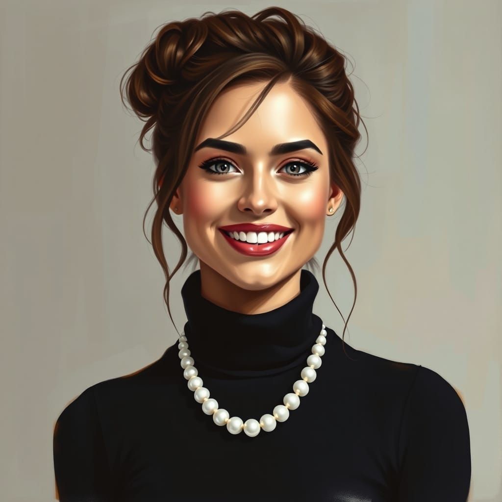 Modern Portrait of a Young Curvy Woman in a Messy Bun