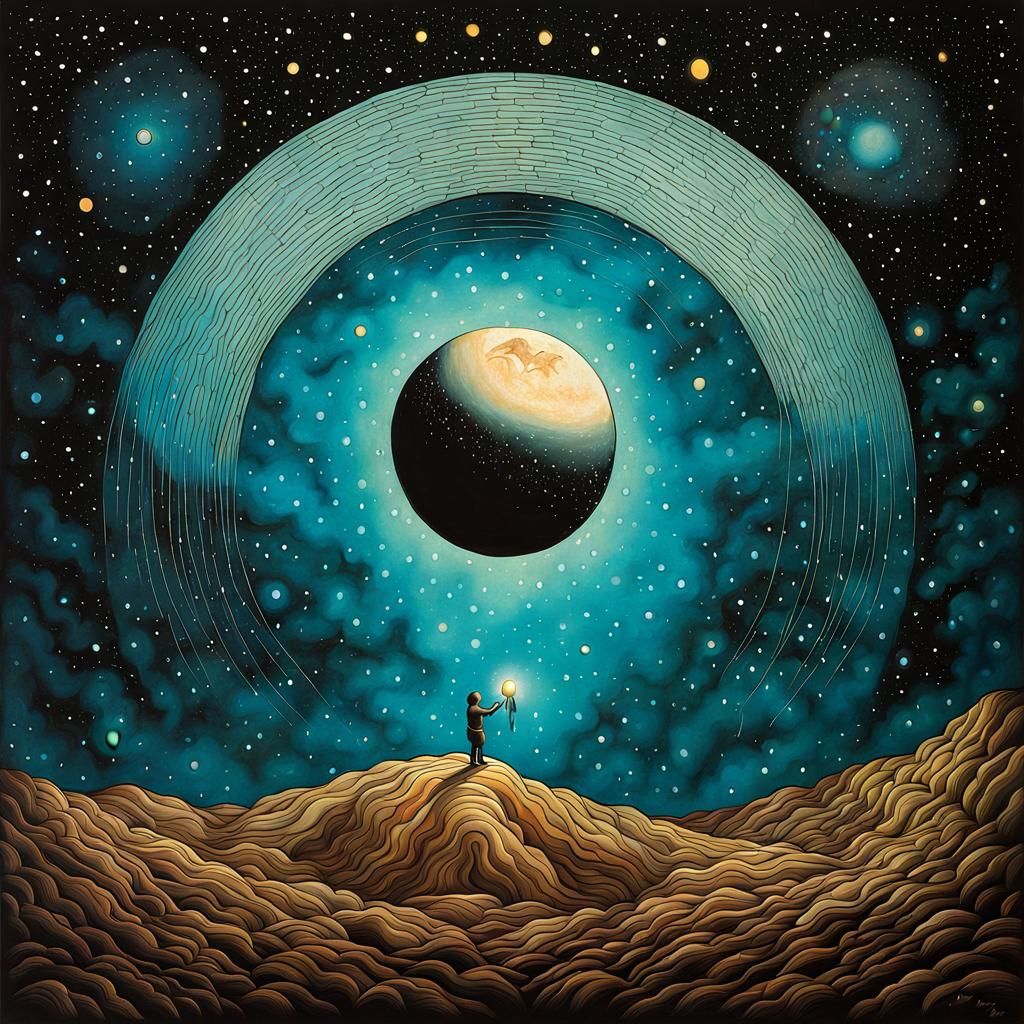 Surreal Creation of Adam in Folk Art Style