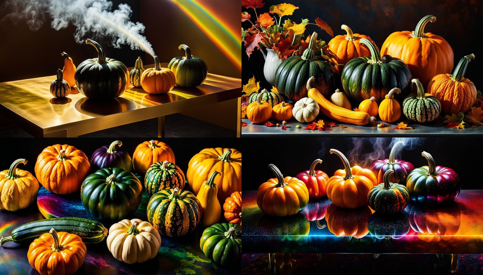 Hyperrealistic Autumn Scene with Cucurbits in Klimt Style