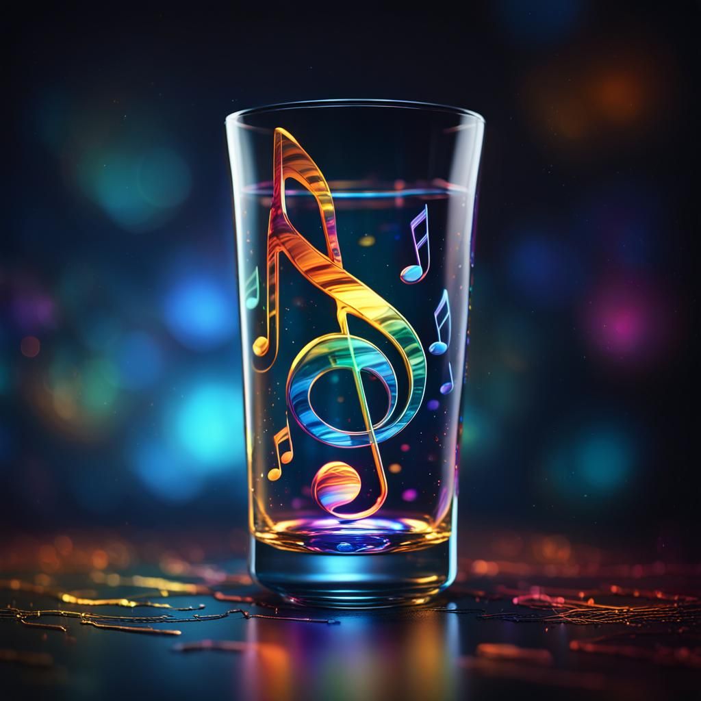 Vibrant Glass Music Note in Fantasy Lighting