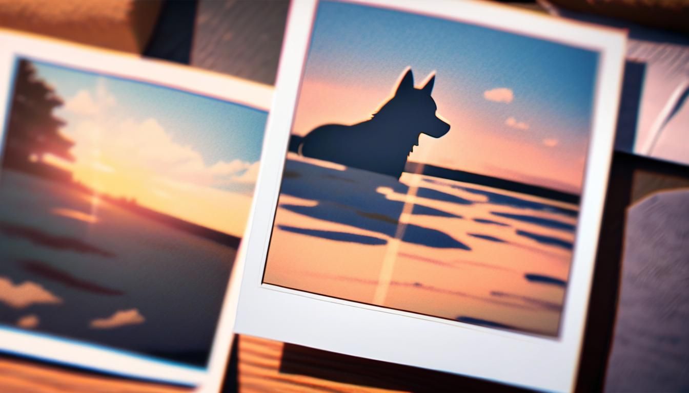 Smiling Woman and Dog Polaroid in Cel Animation