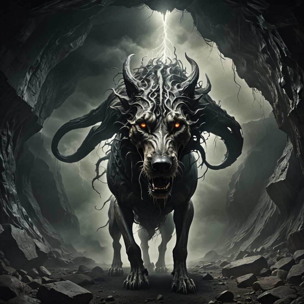 Surreal Hound Emerges From Brain Mass in Cave