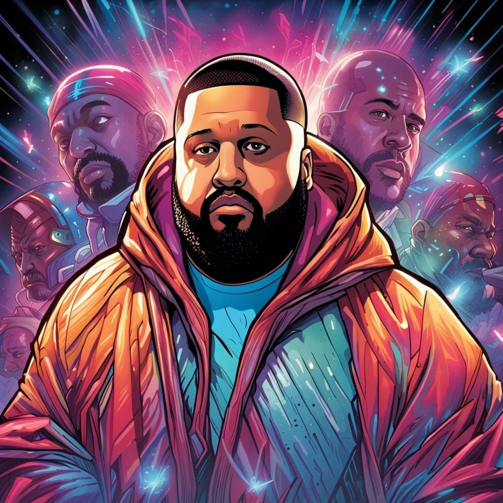 DJ Khaled with Laser Eyes Comic Art