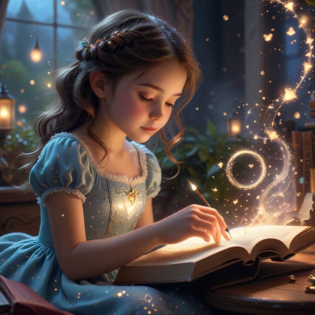 Girl Opens Book, Releasing Ethereal Fantasy Elements