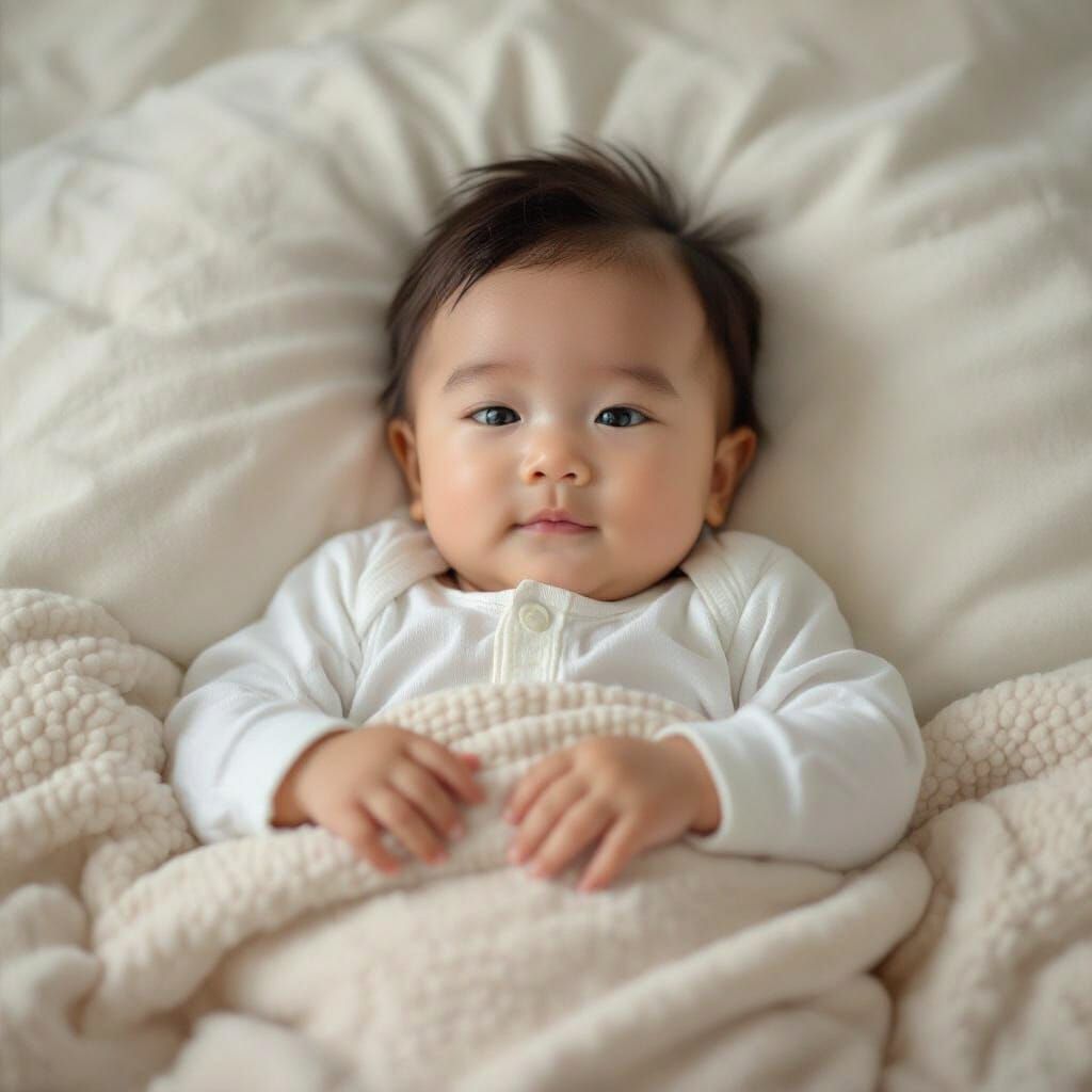 Newborn Baby Boy Portrait in Digital Art Style