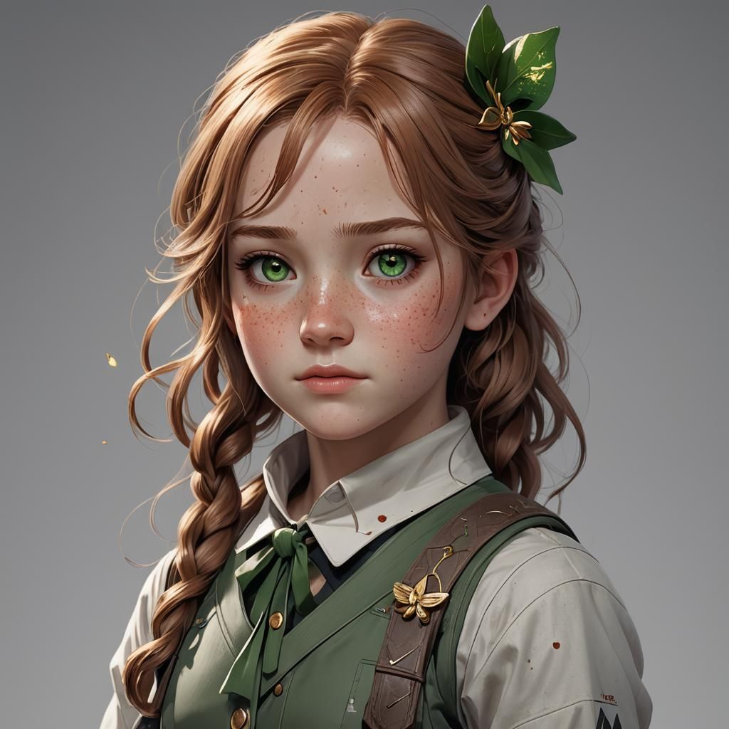 Girl with Bow in Anime Style 3D Render