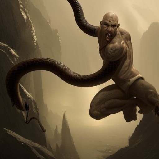 Half-Orc Ranger with Snake Tattoo: Dark Fantasy Art