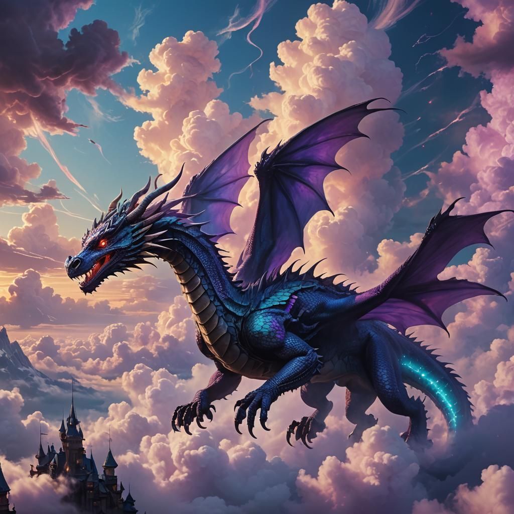 Majestic Dragon Soaring Through Mystical Realm