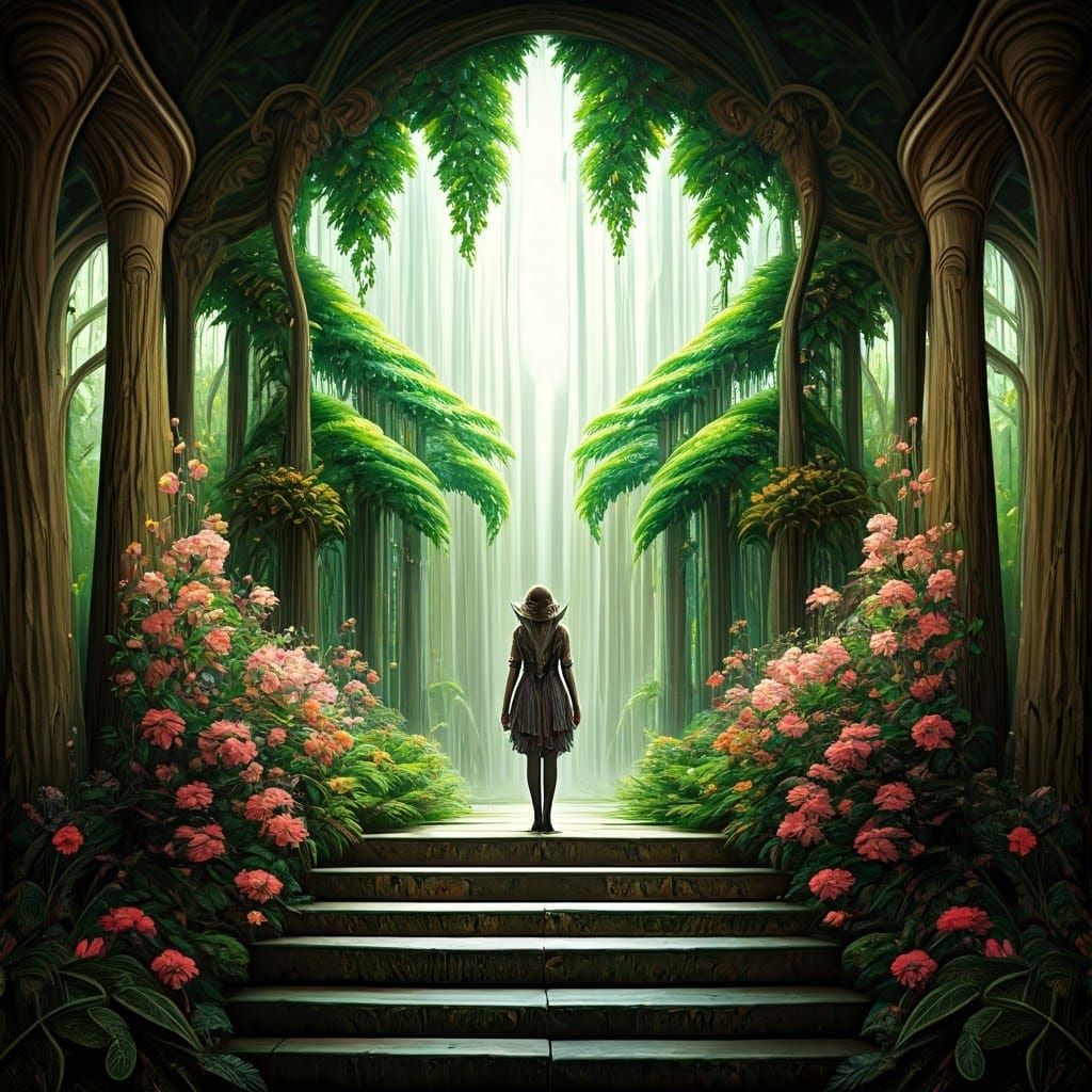 Surreal Garden in Vibrant Oil Pastel Style