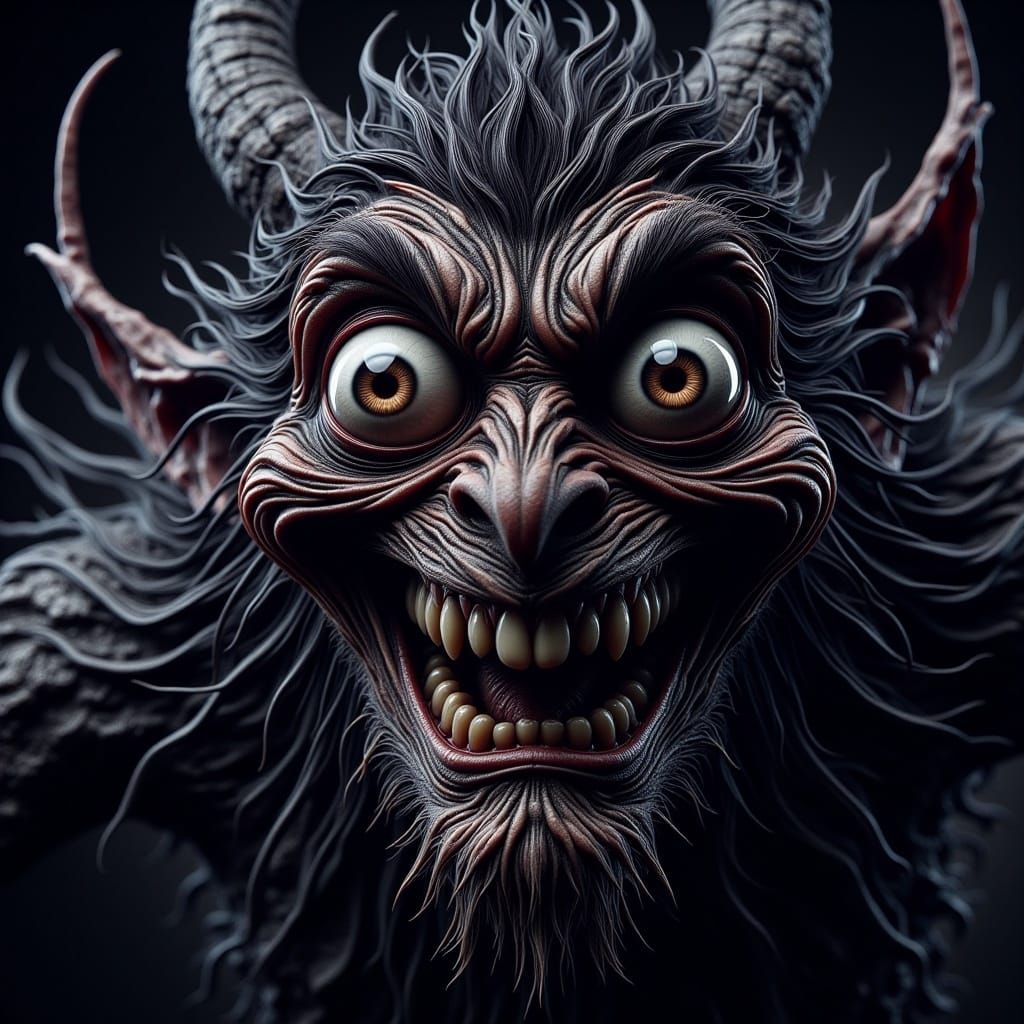 Nightmarish Dark Fantasy Creature in Photorealistic Style