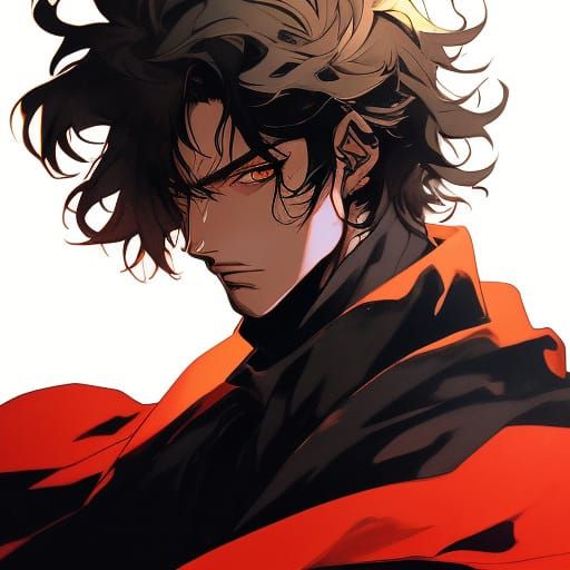 Anime Warrior with Spear in Manga Style