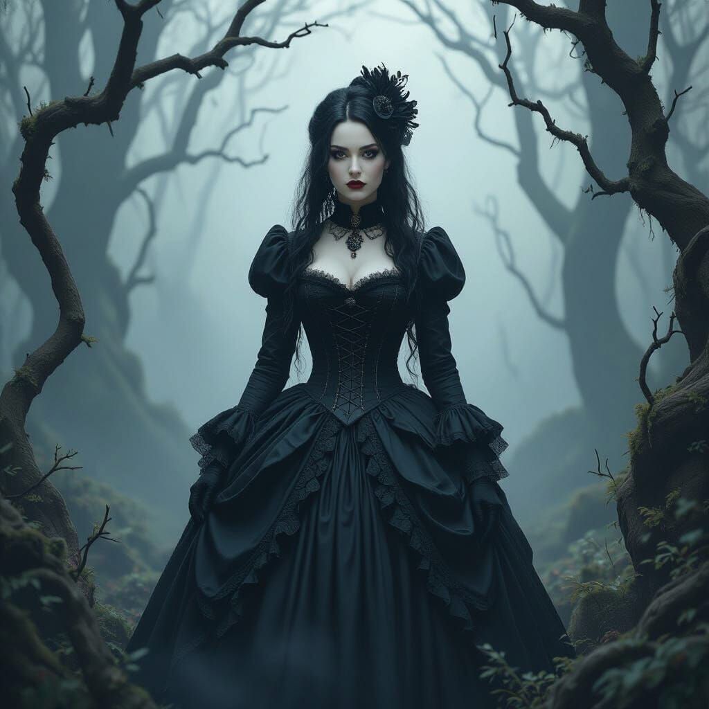Amy Lee in Victorian Forest, Tim Burton Style