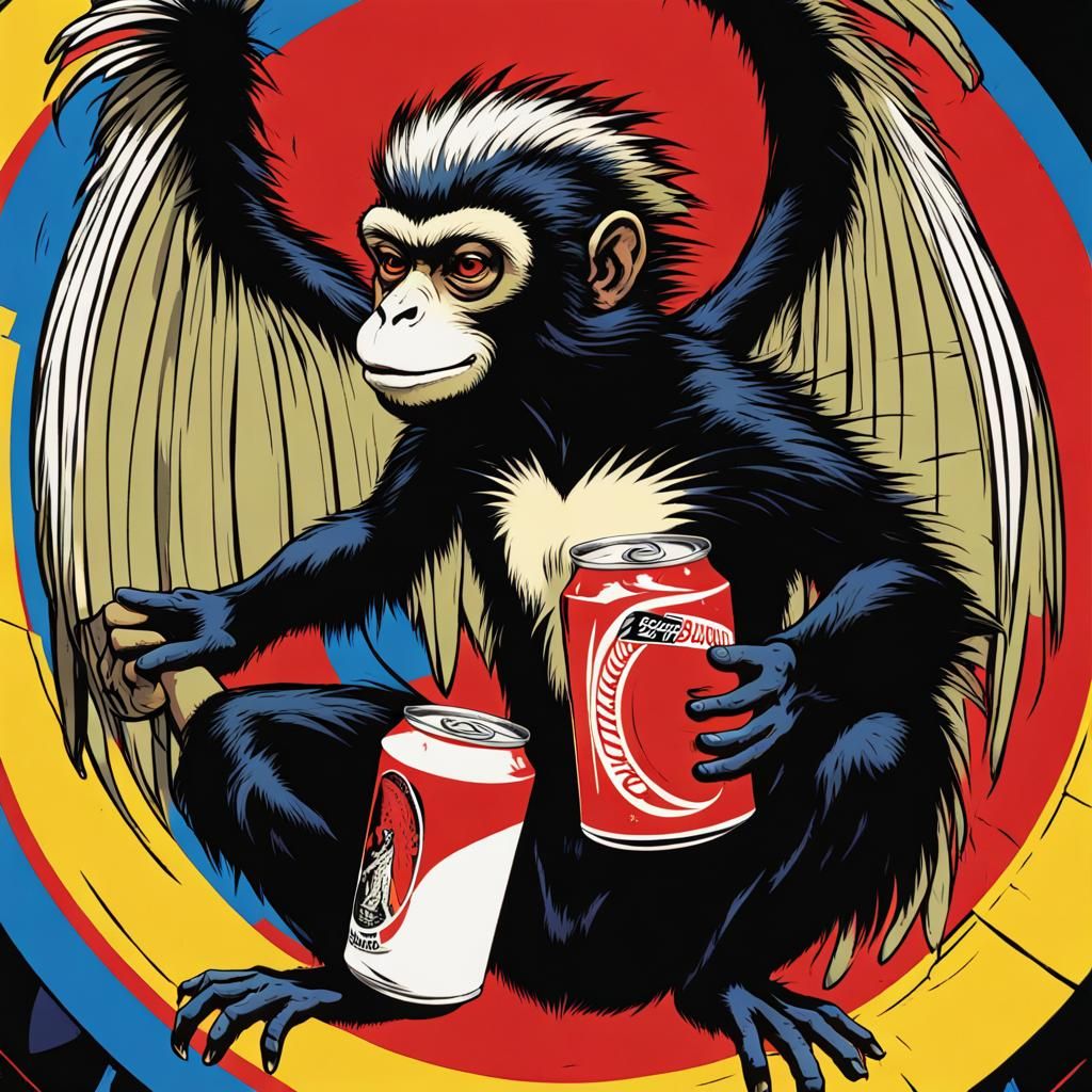Winged Monkey with Beer III