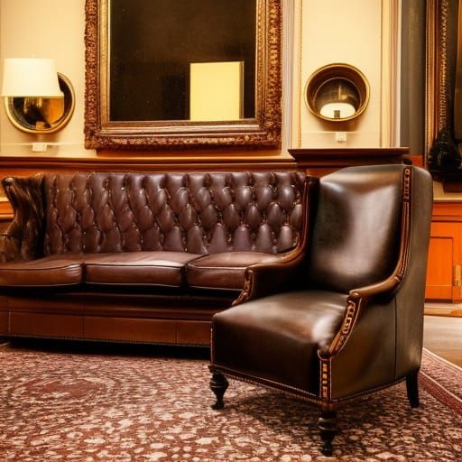 Victorian Gentleman in Plush Chair, Detailed Digital Art