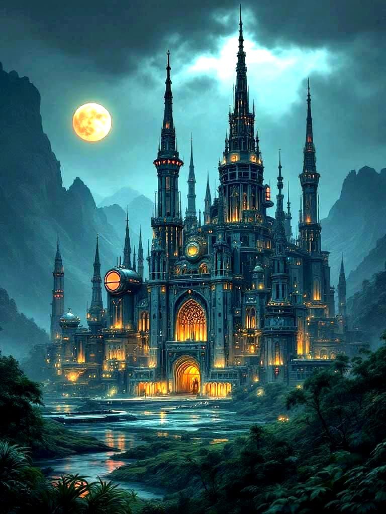 Futuristic Citadel on Alien Planet with Space Docks