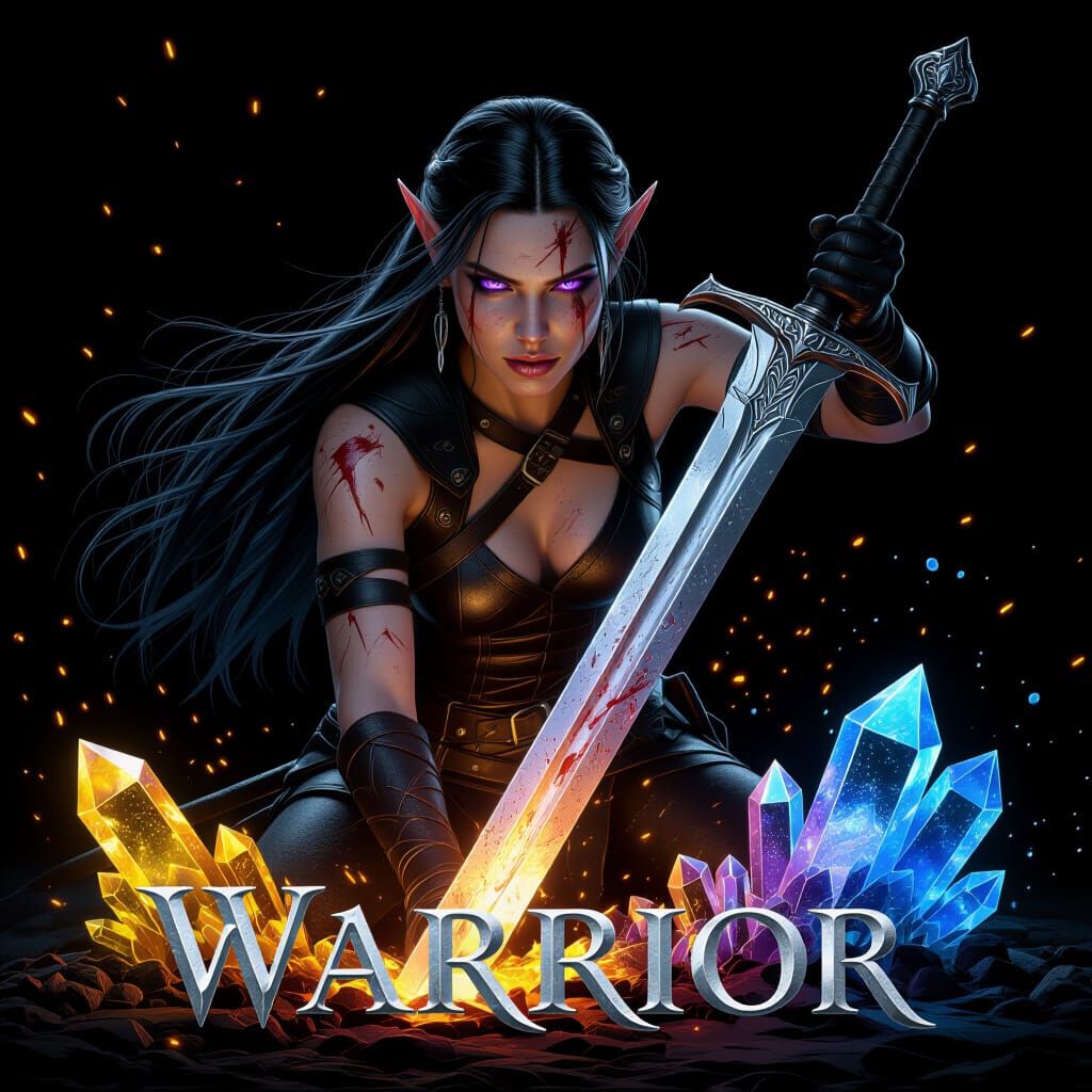 Elven Warrior Pulls Sword From Crystal