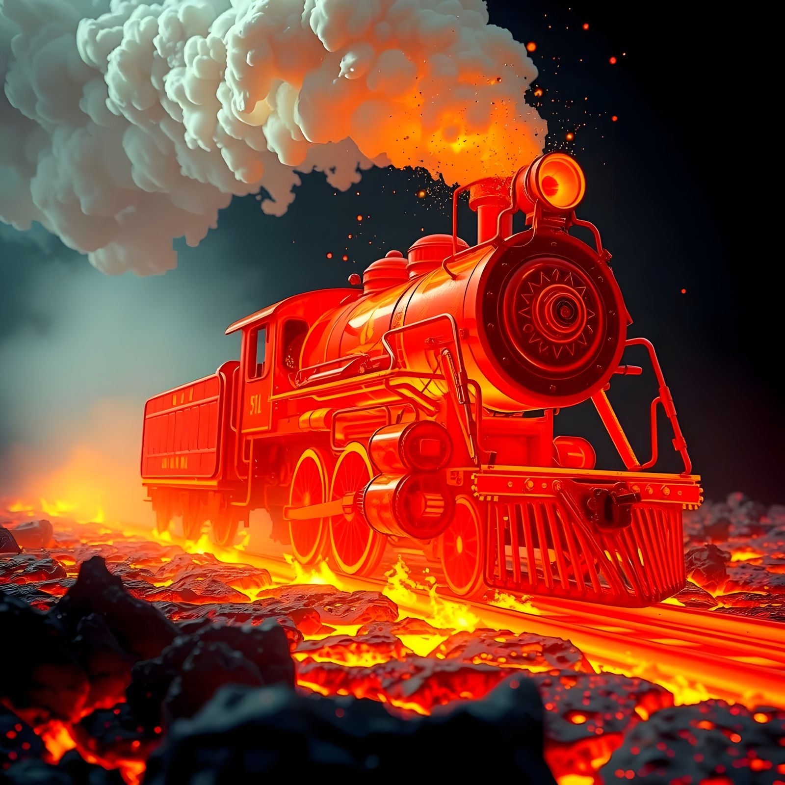 Lava Train Emerges from Molten Depths