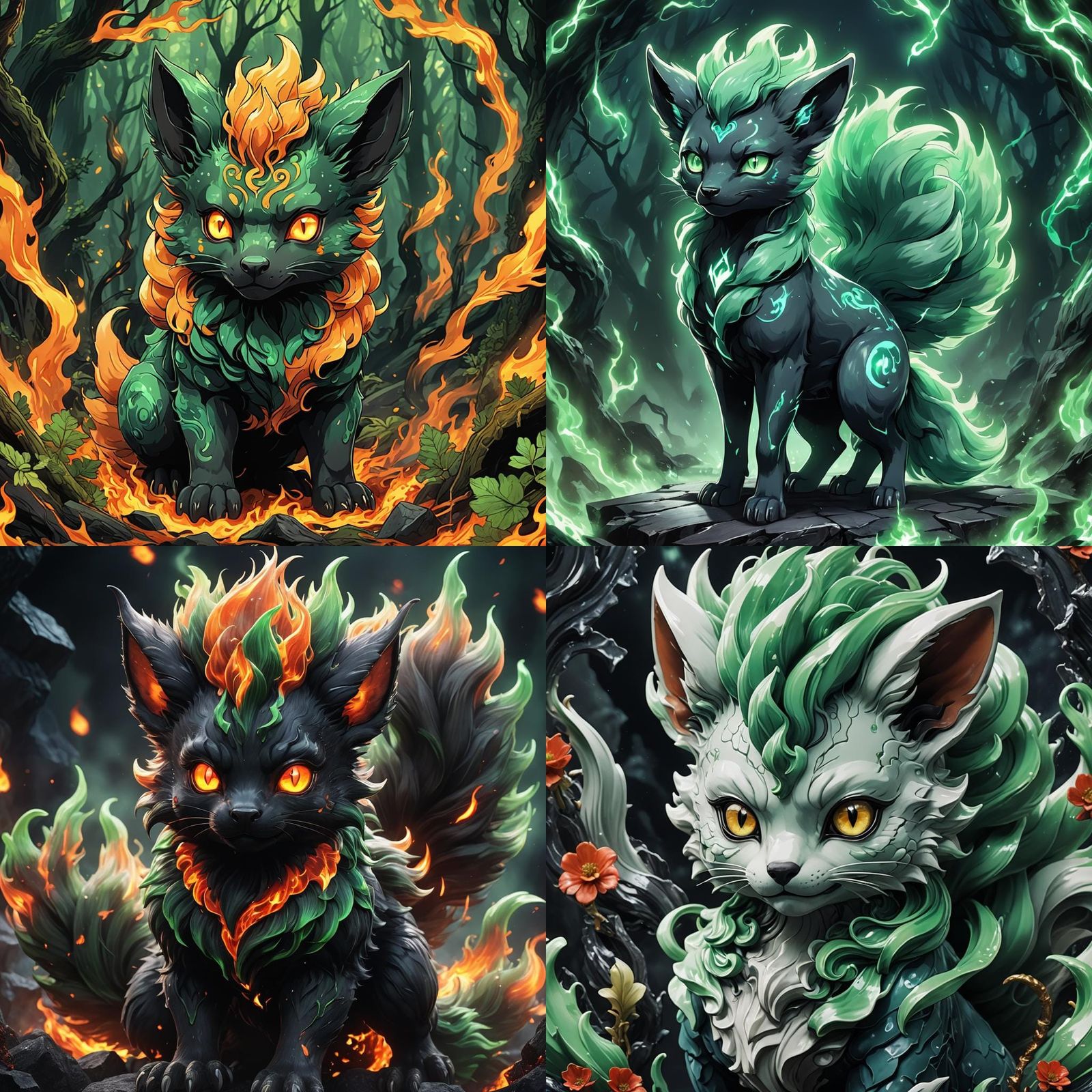 Demonic Porcelain Vulpix in Anime Style