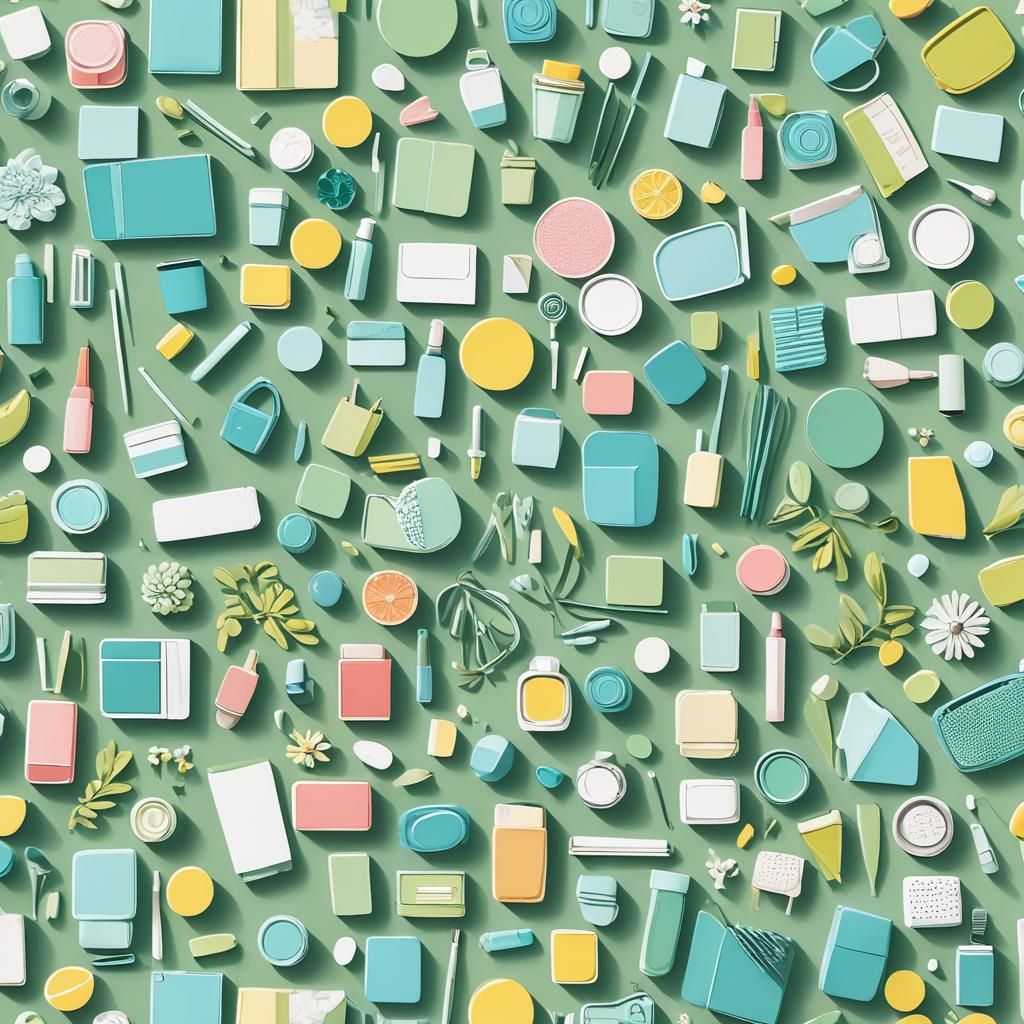 Minimalist Vector Art of Pastel Products