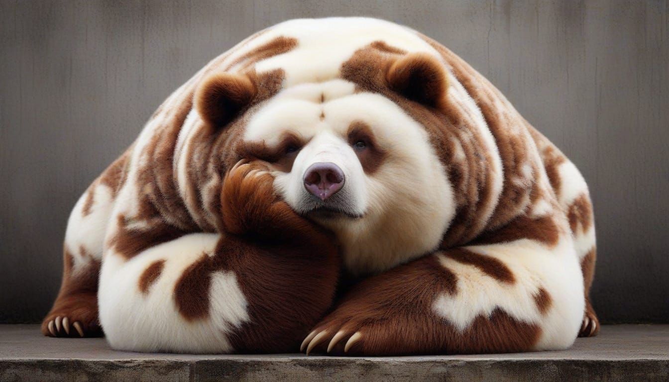 Piebald Bear Resting Head in Paws Photograph