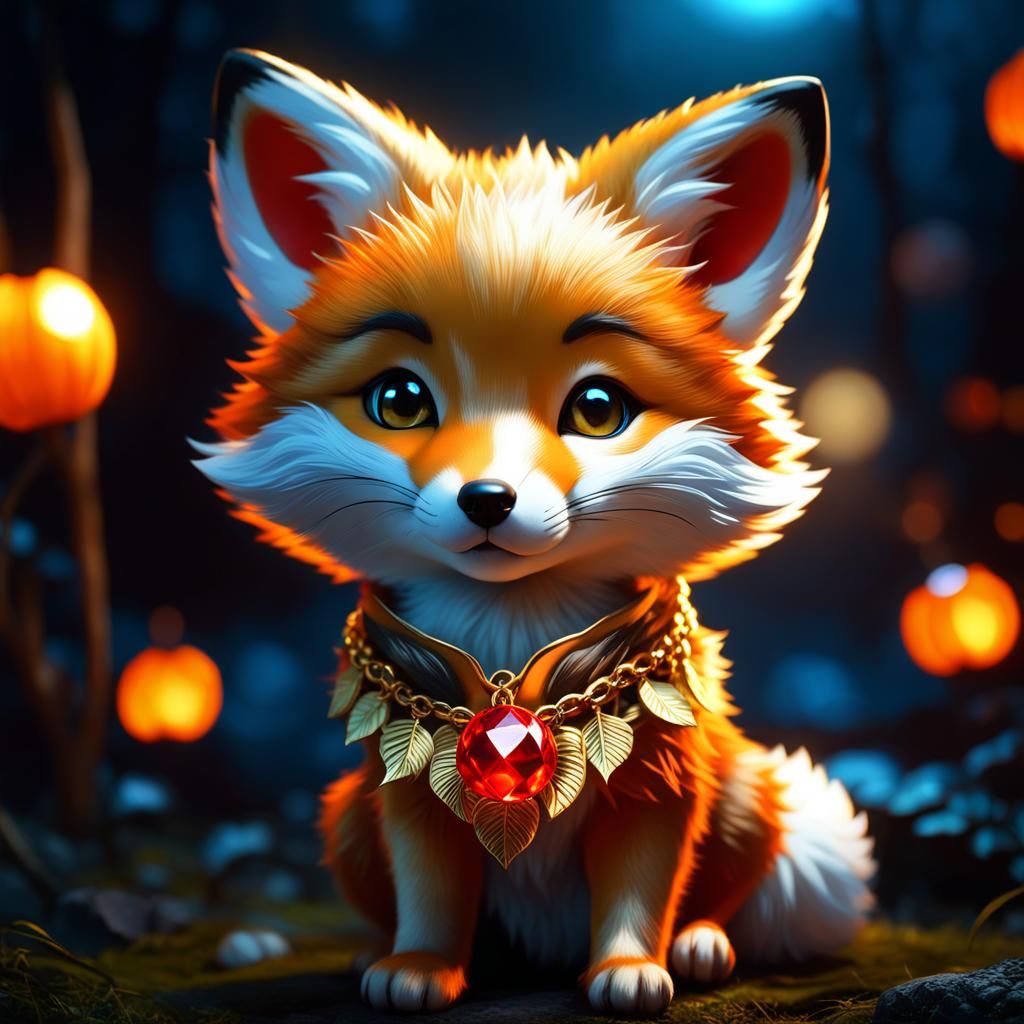 Adorable Nine-Tailed Fox Pup Animation