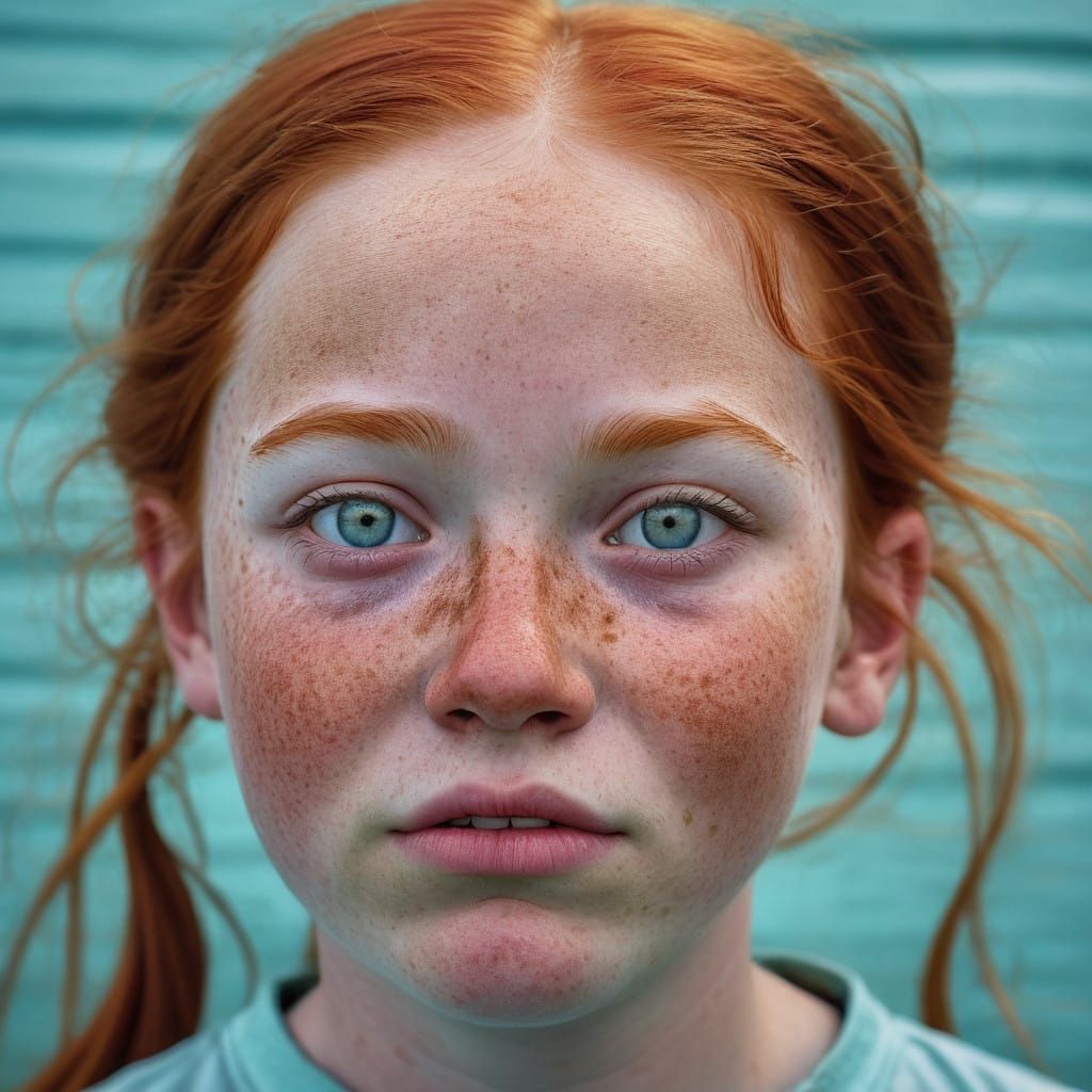 Cute Girl with Guilty Expression in Hyper Realistic Style