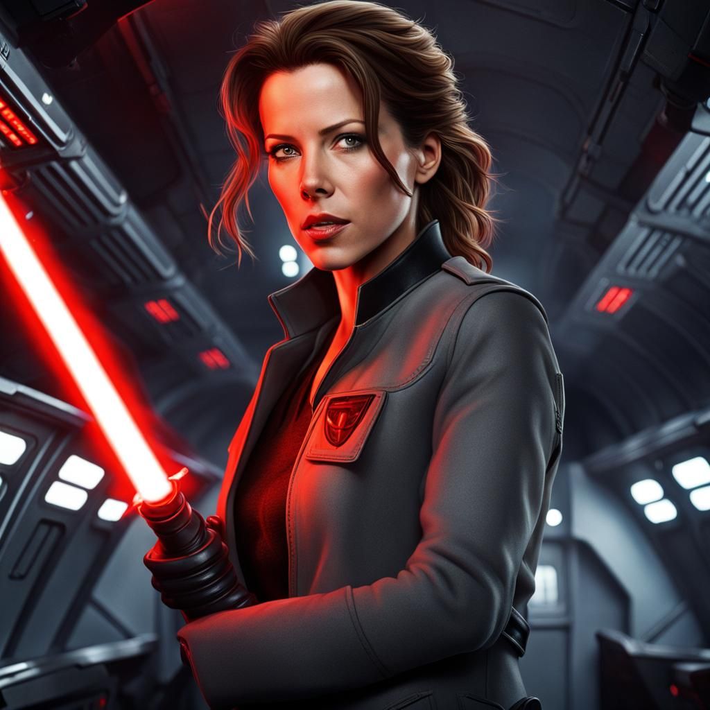 Kate Beckinsale as Jedi Knight with Red Lightsaber
