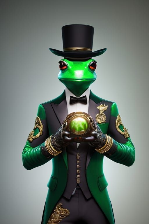 Alien Frog Magician with Glowing Orb