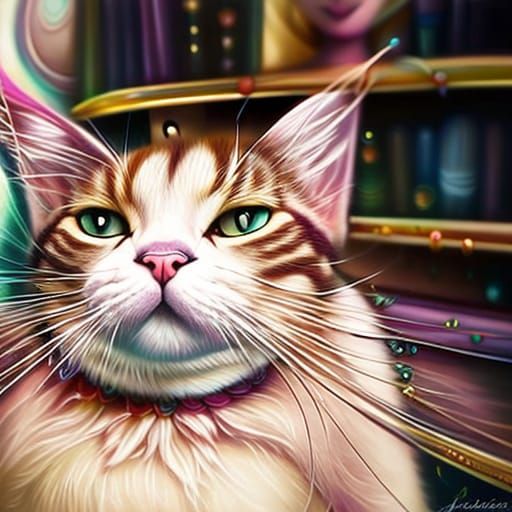 Macro Photograph of a Cat in Storybook Style
