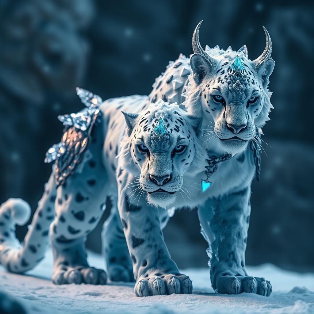 Ice Demon Panther with Cyan Ice Armor