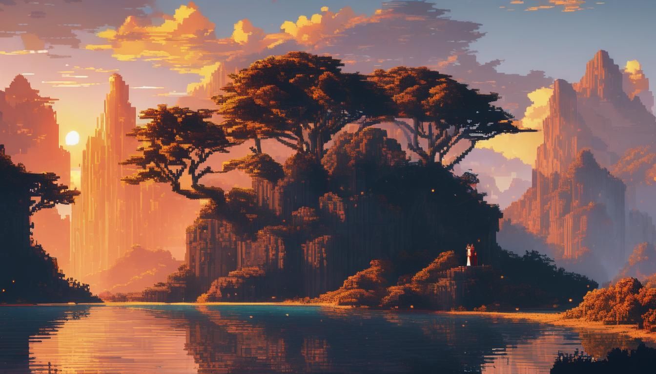 Pixel Art Druid Wedding at Sunrise
