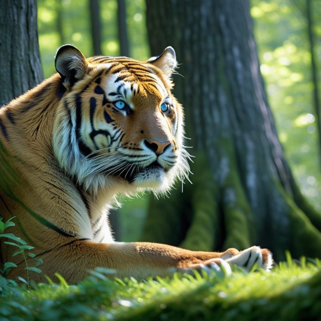 Siberian Tiger in Harmonious Mountain Landscape