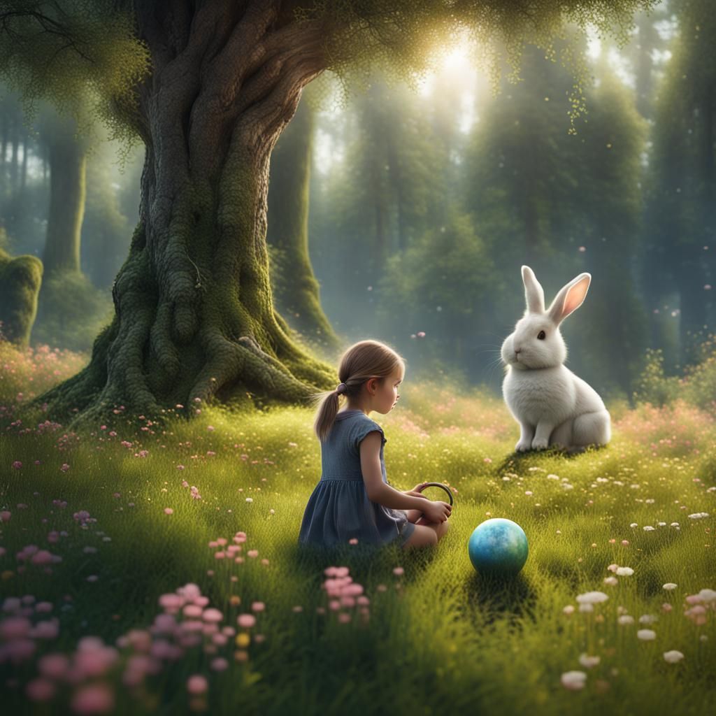 Enchanted Meadow: A Hyperrealistic Fantasy Scene