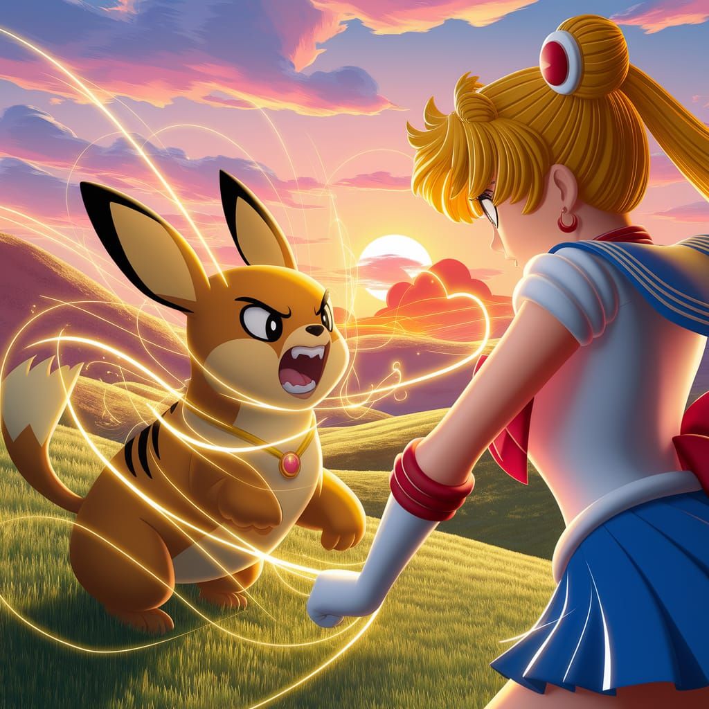 Picachu and Sailor Moon