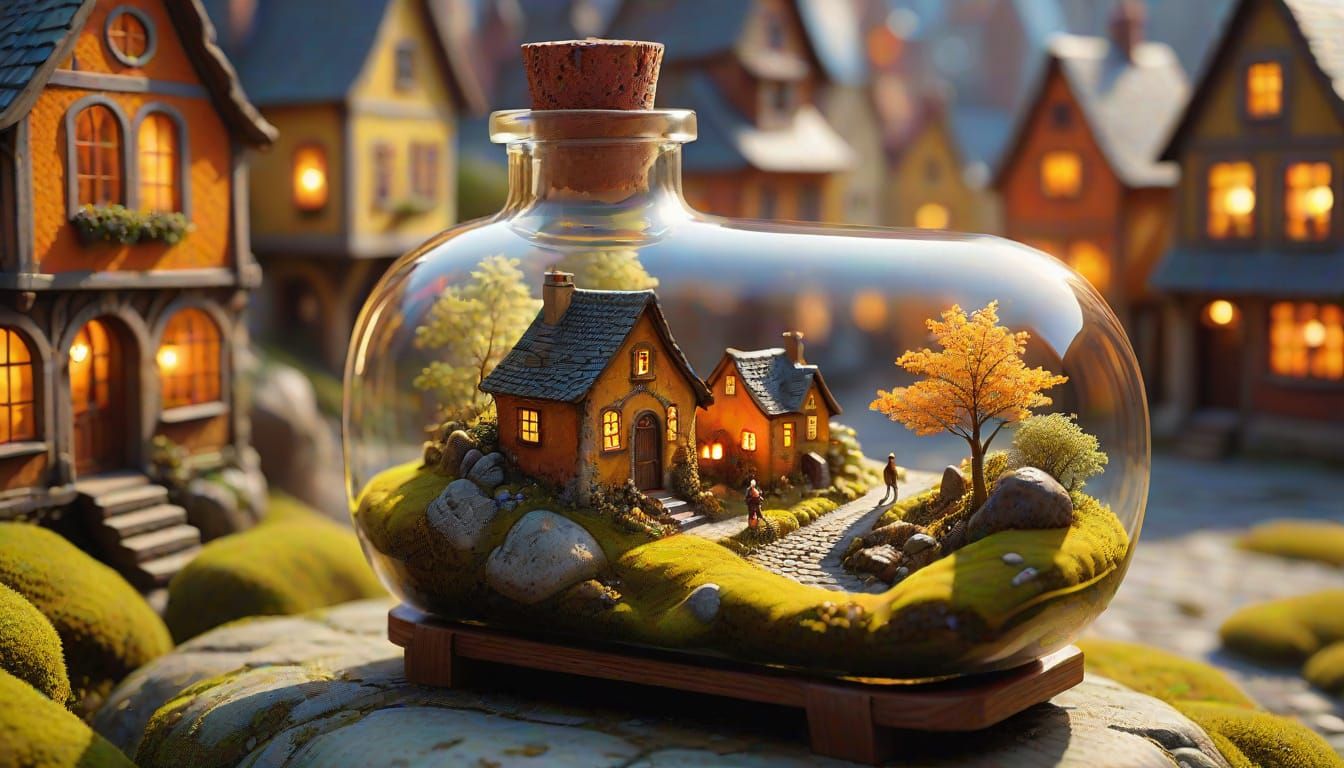 A miniature diorama of an old European town 03