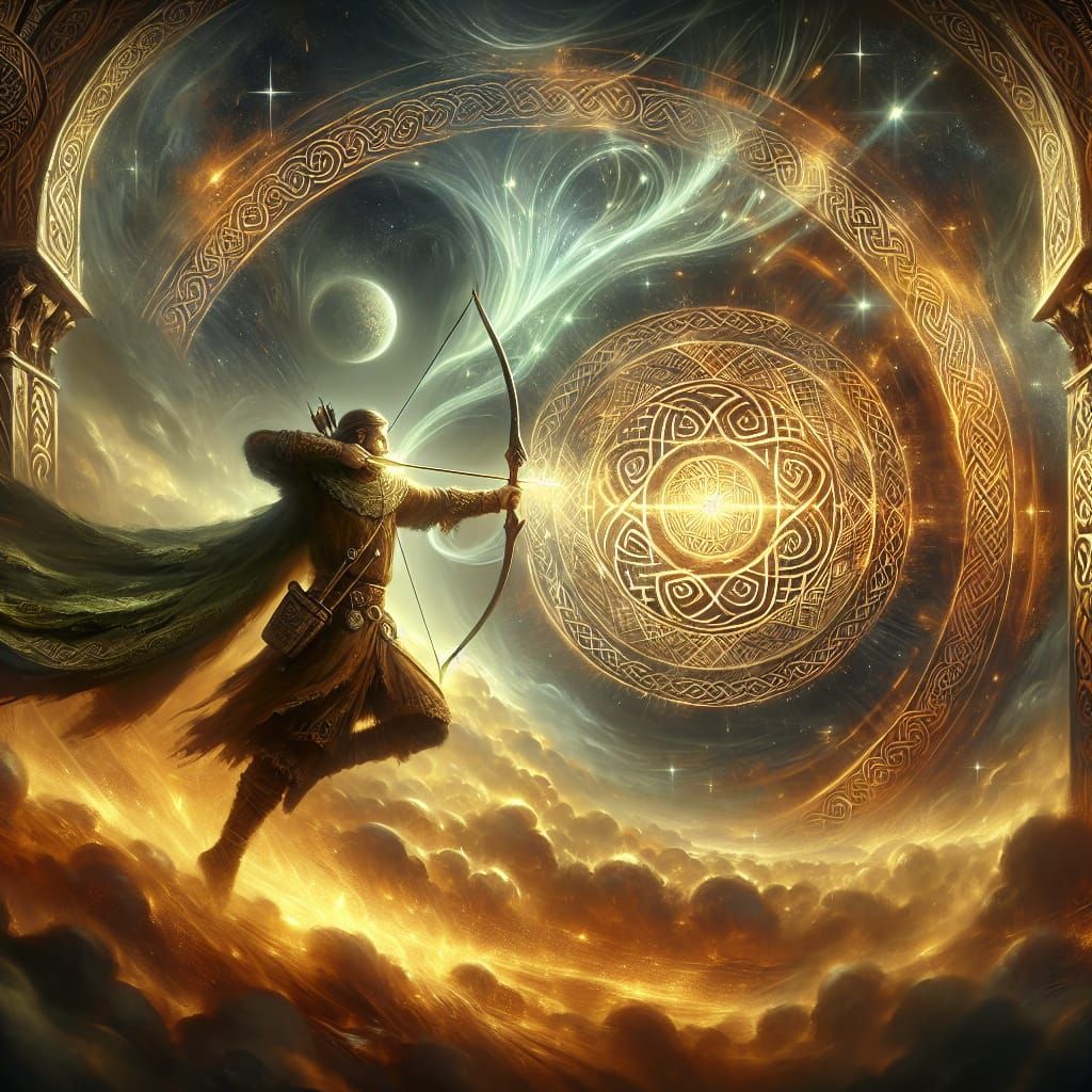 Celtic Magical Archer in Epic Fantasy Scene