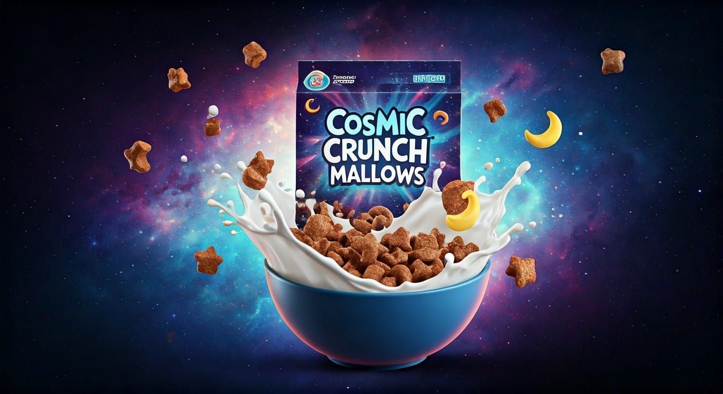 Cosmic Crunch Mallows - "Galaxy Goodness in a Bowl."