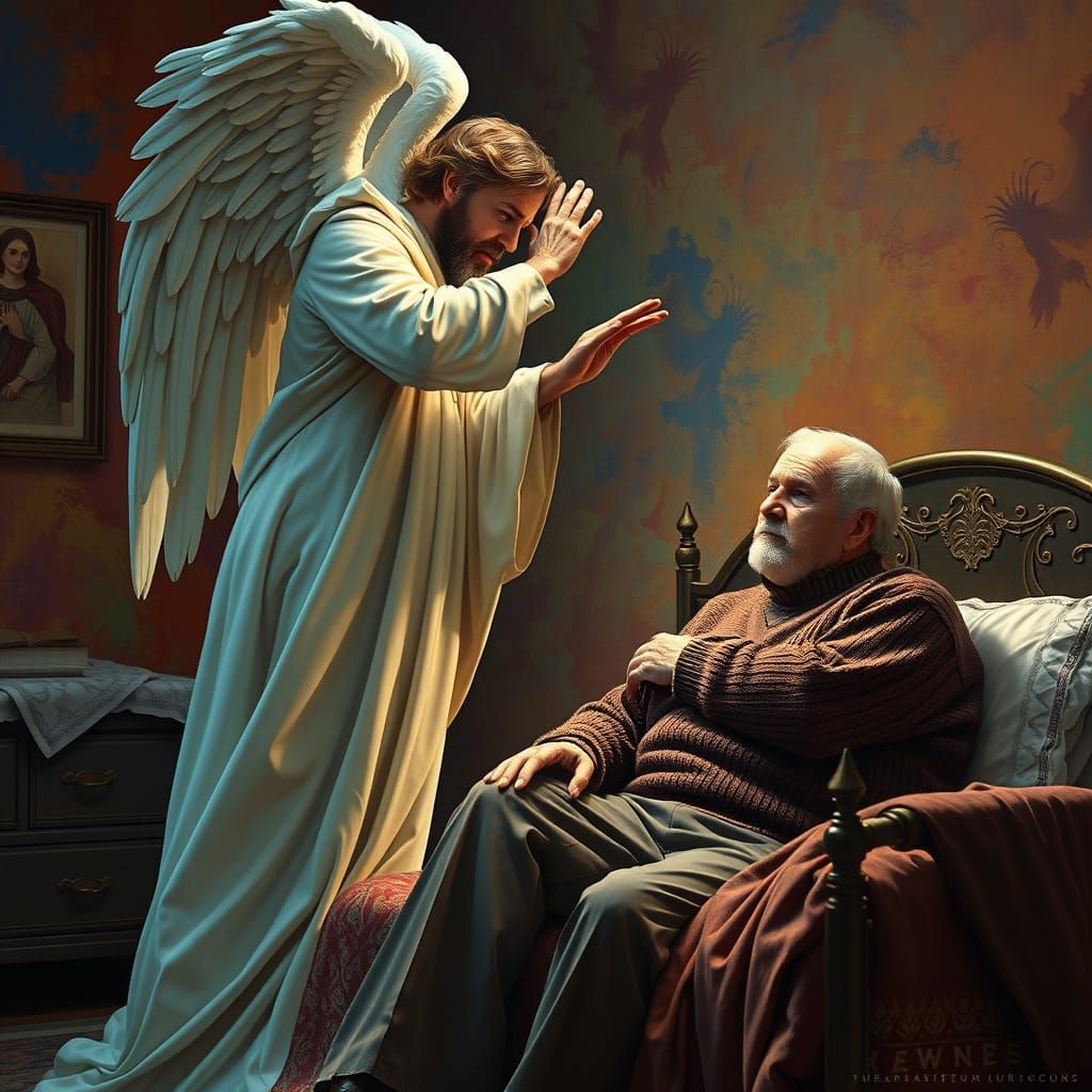 Archangel Gabriel Blessing an Elderly Man