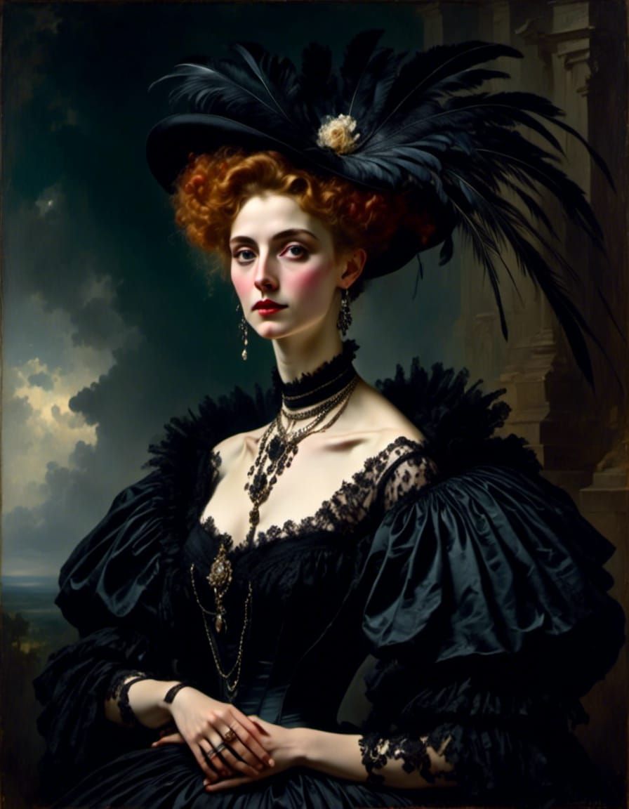 victorian woman in a black dress