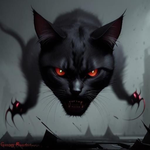 Sinister Demon Cat in Baroque Style