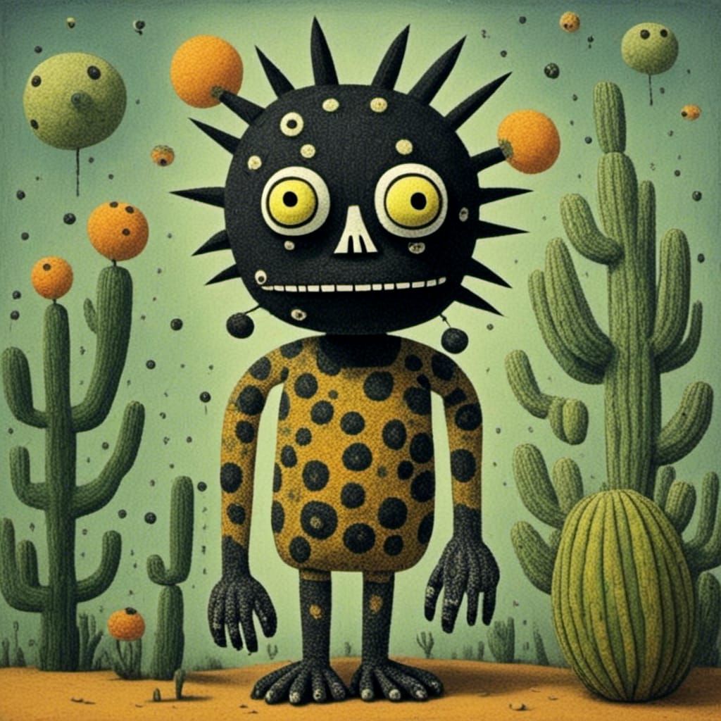 Cactus People in Dubuffet Doll Style