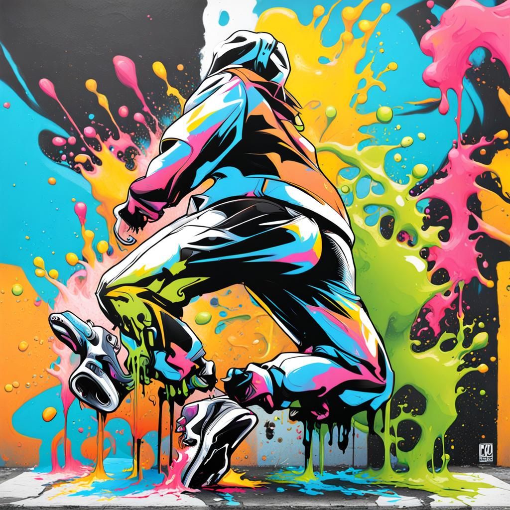 Colorful Graffiti Street Art with Splash Effects