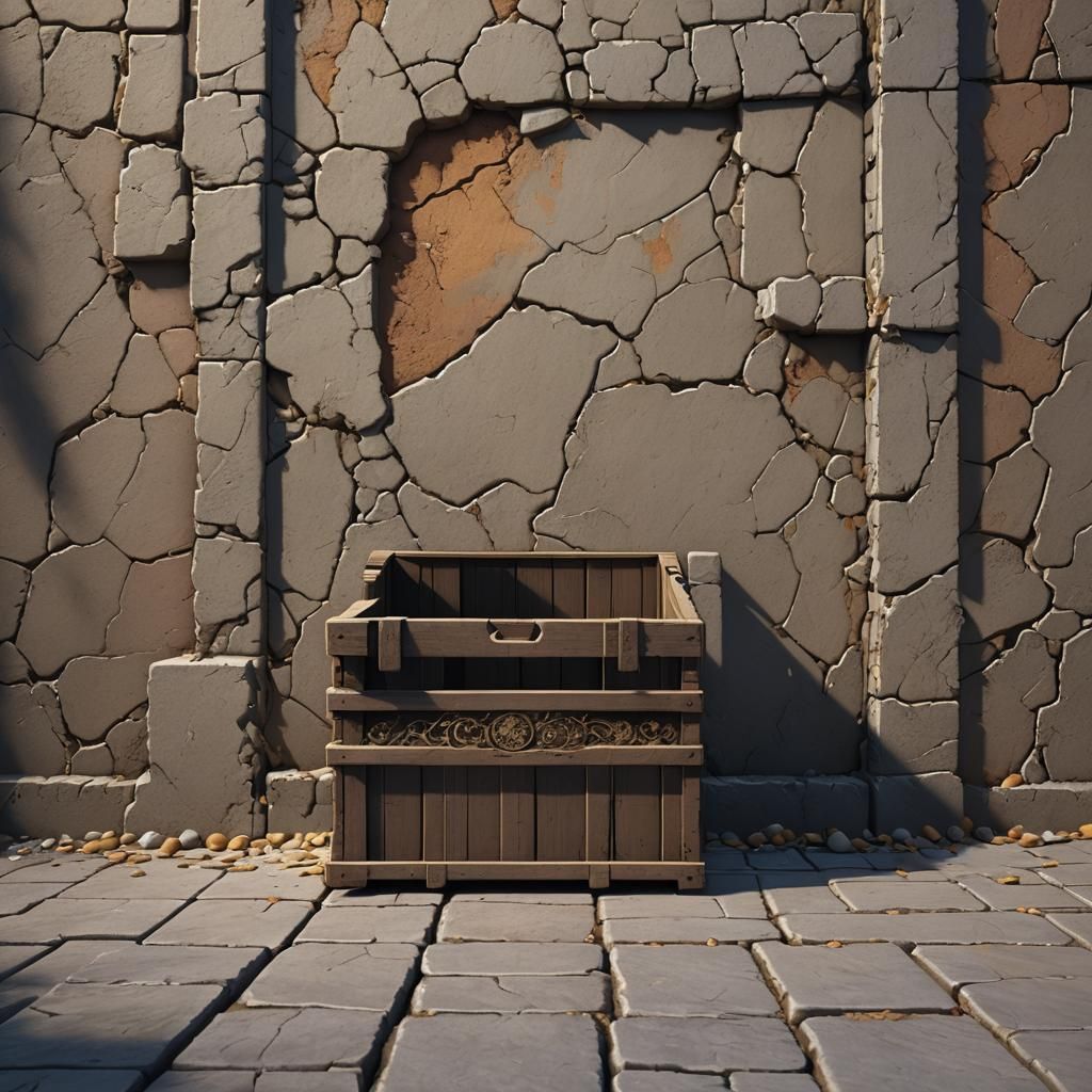 Single Crate Against Stucco Wall: Detailed Matte Painting