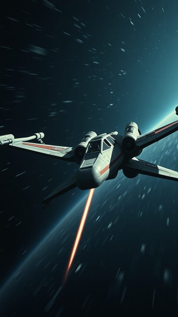 X-Wing Chasing TIE Interceptor in Space